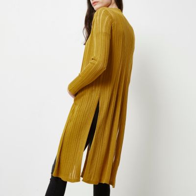 Mustard ladder longline cardigan